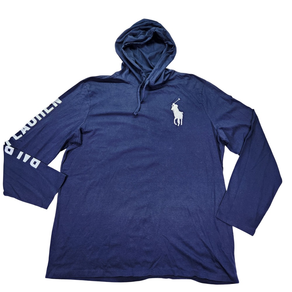 Polo Ralph Lauren Mens Navy Blue 1967 USA Flag Graphic Hooded T-Shirt XXL NEW